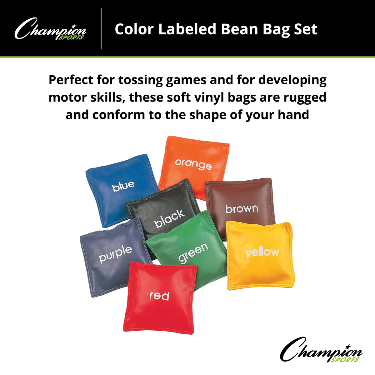 Champion Sports Color Labeled Bean Bag Set - Set of 8