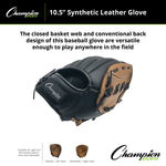 Champion Sports CBG500 10.5" Synthetic Leather Fielder's Glove - Right-Hand Throw