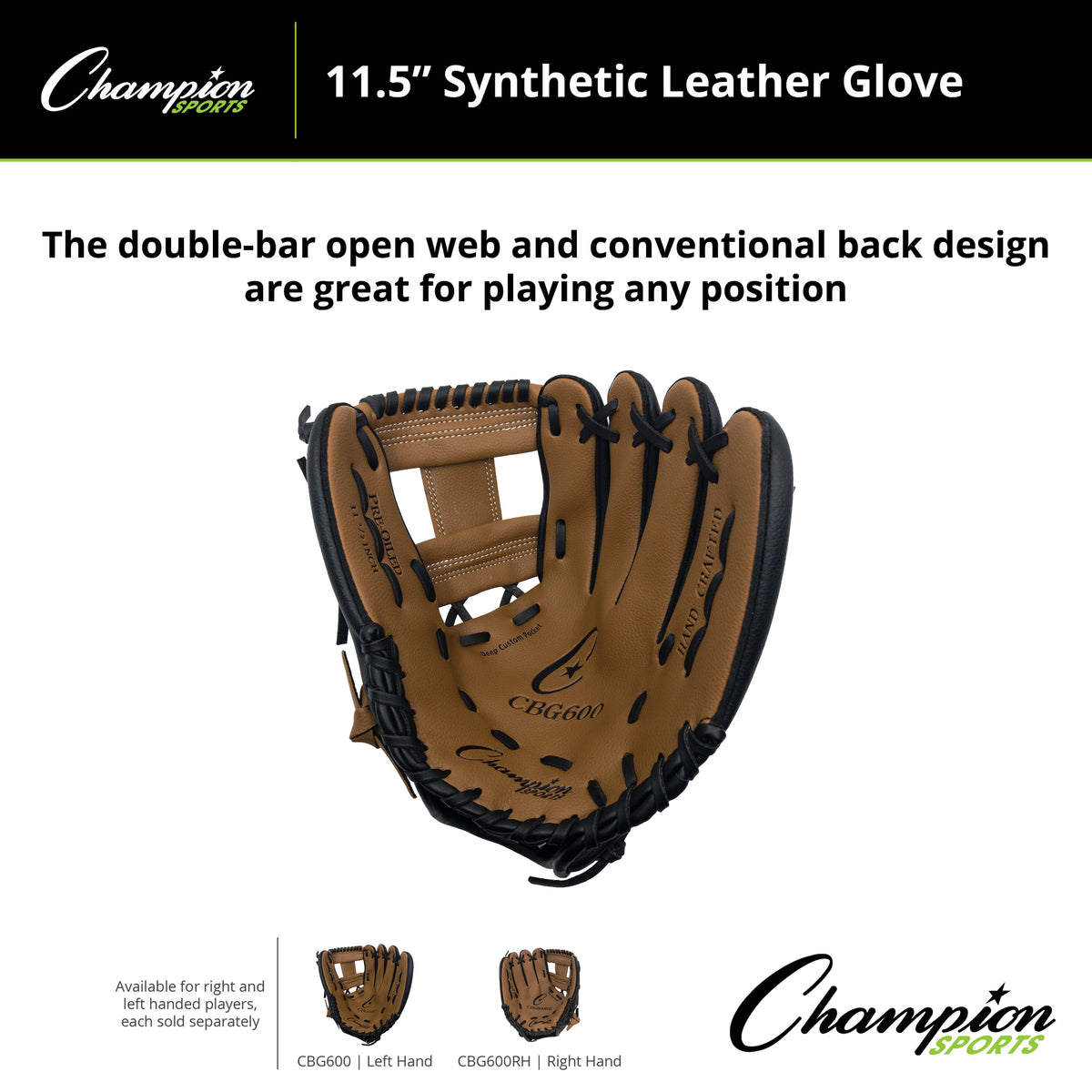 Champion Sports CBG600 11.5" Synthetic Leather Fielder's Glove - Left-Hand Throw