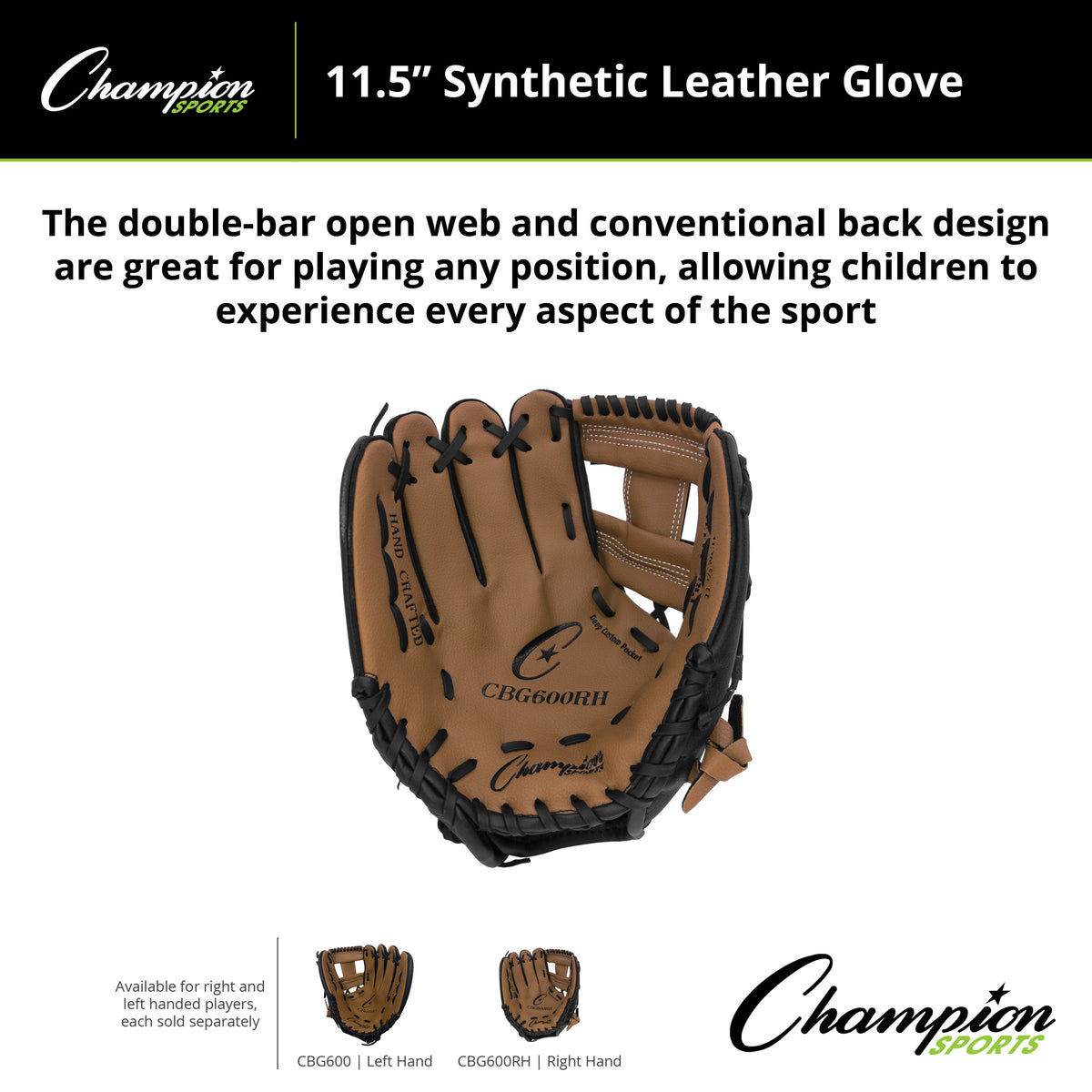 Champion Sports CBG600 11.5" Synthetic Leather Fielder's Glove - Left-Hand Throw