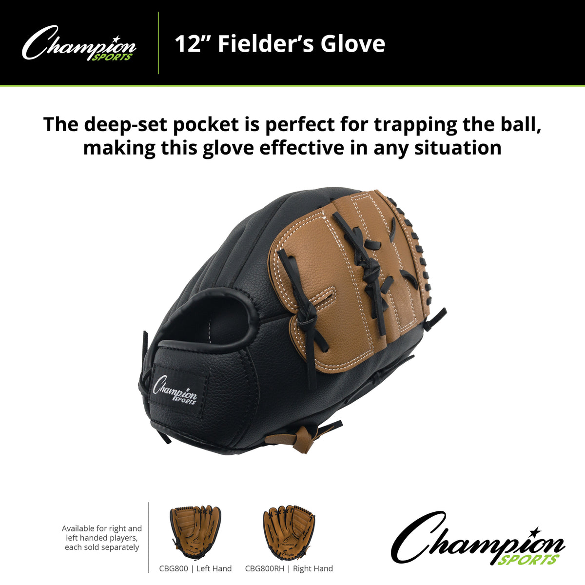 Champion Sports CBG800 12" Synthetic Leather Fielder's Glove