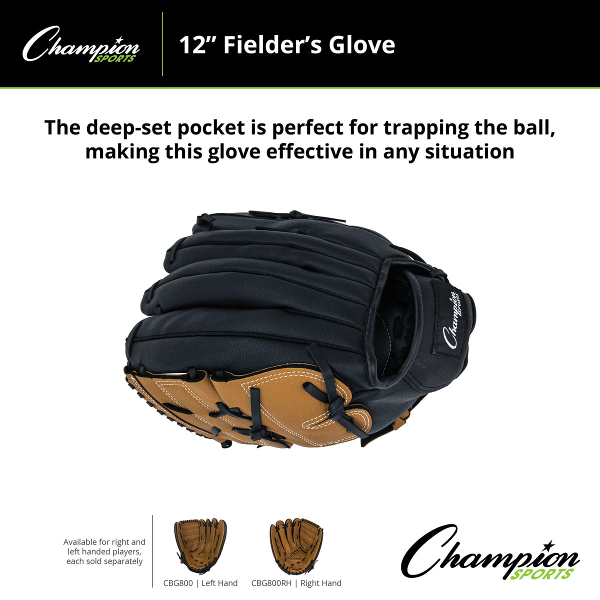 Champion Sports CBG800 12" Synthetic Leather Fielder's Glove
