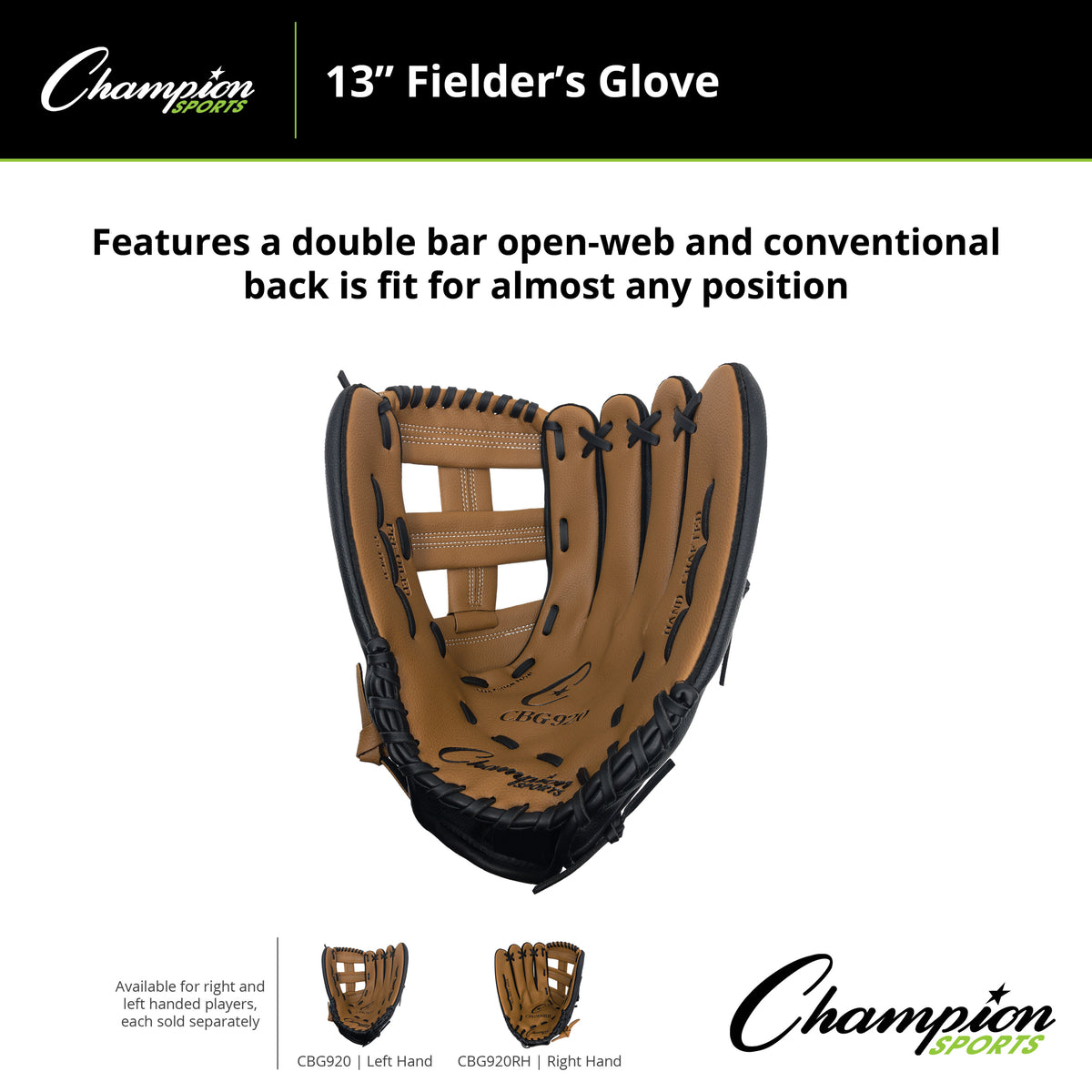 Champion Sports CBG920 13" Synthetic Leather Fielder's Glove