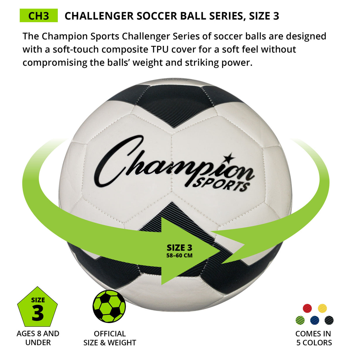 Champion Sports Challenger Soccer Ball - Size 3