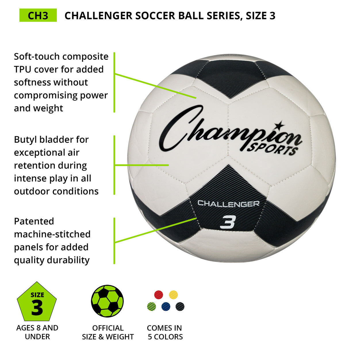 Champion Sports Challenger Soccer Ball - Size 3