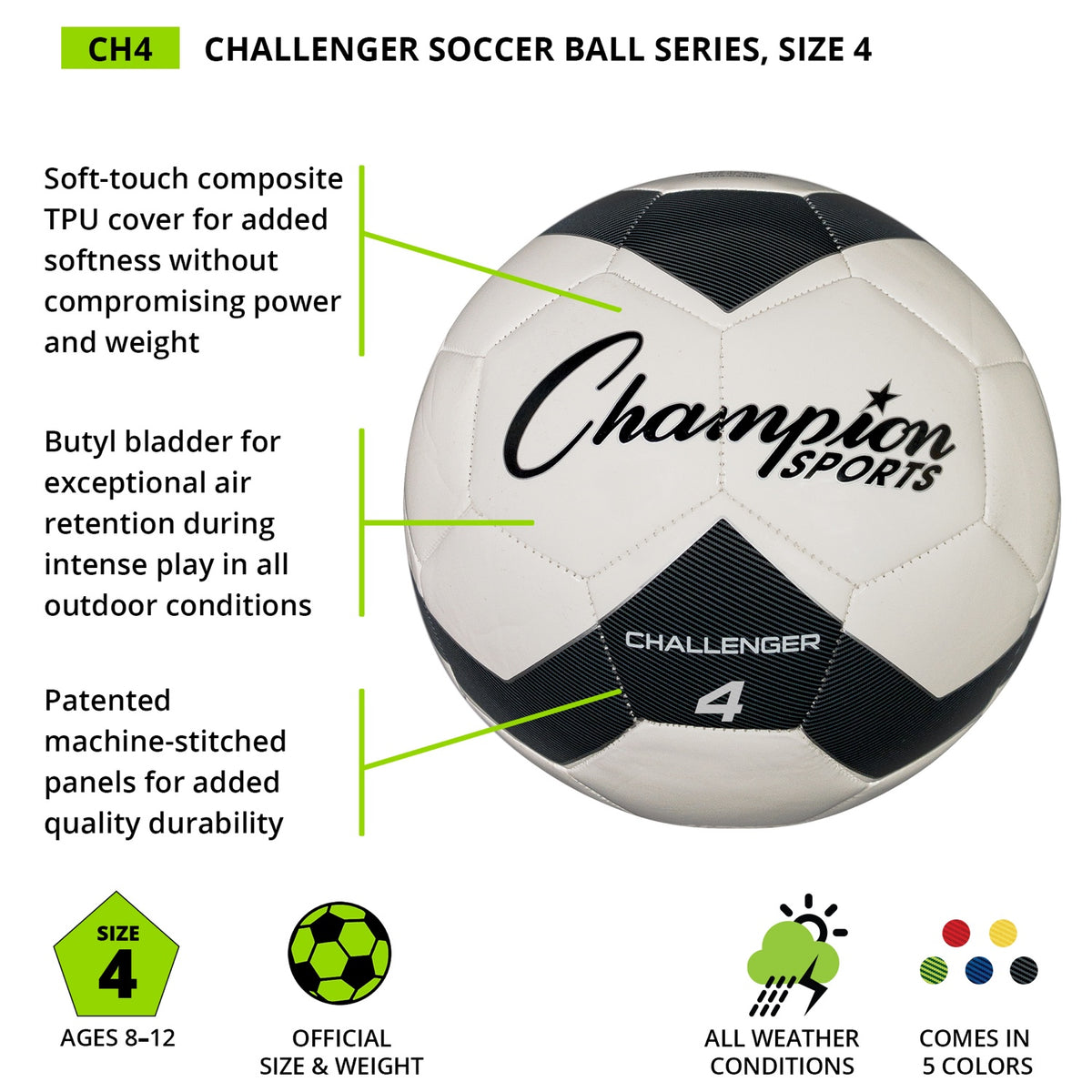 Champion Sports Challenger Soccer Ball - Size 4