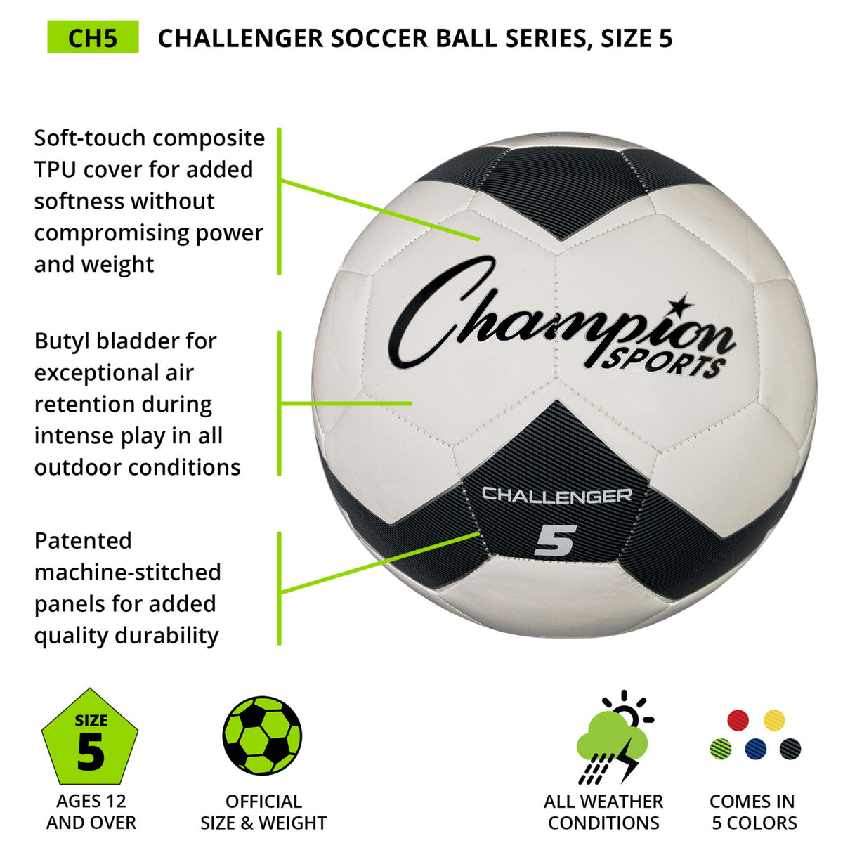 Champion Sports Challenger Soccer Ball - Size 5