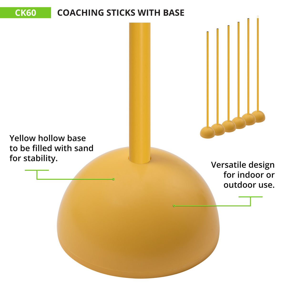 Champion Sports Coaching Sticks with Base - Set of 6