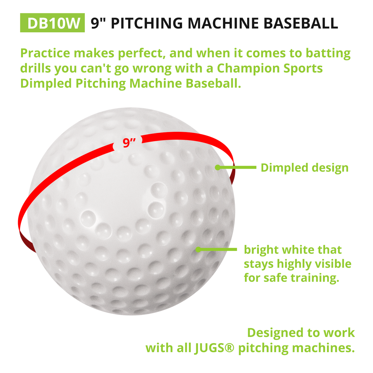 Champion Sports Dimpled Pitching Machine Baseballs - Dozen