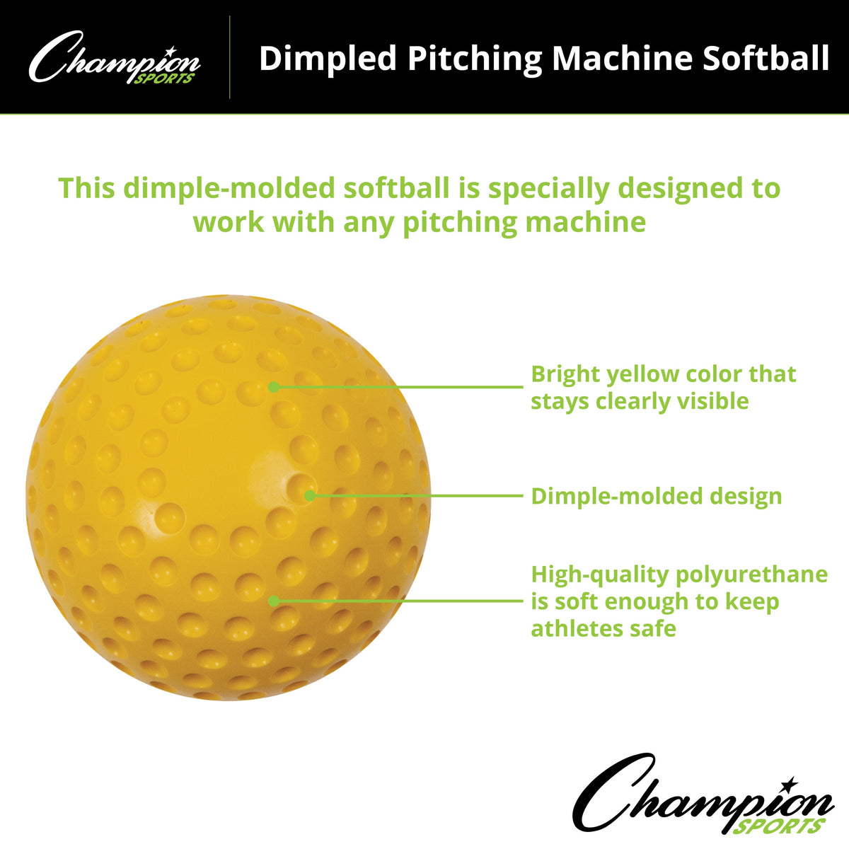 Champion Sports Dimpled Pitching Machine Softballs - Dozen
