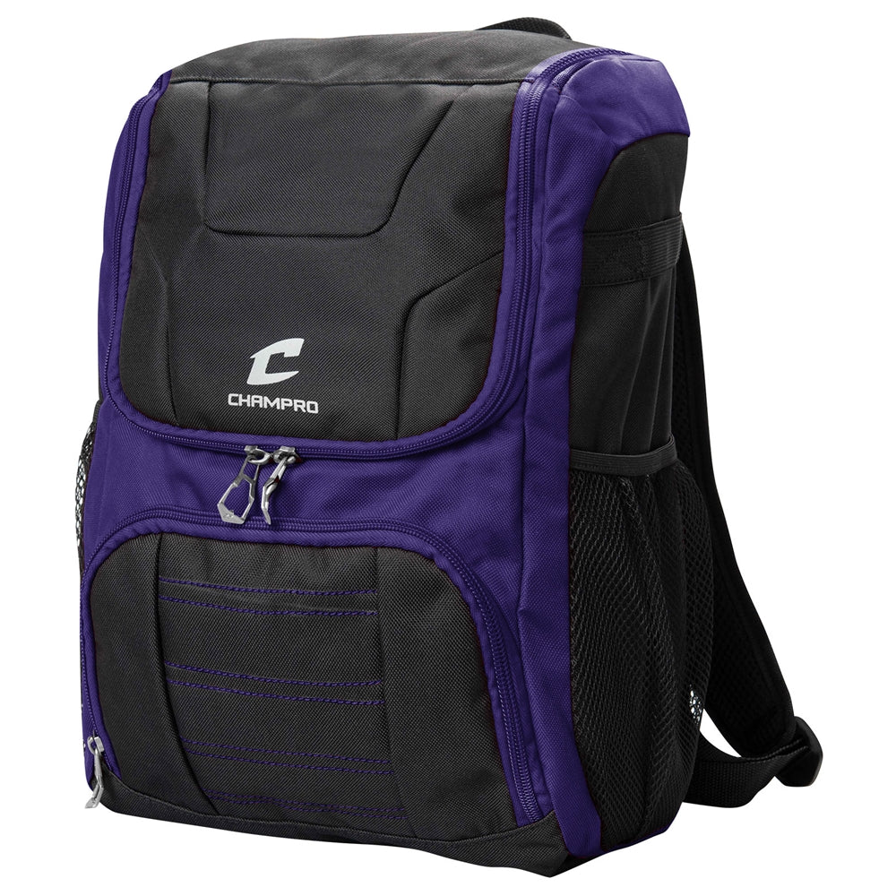Champro Prodigy Backpack; 16"L x 10.75"W x 8.5"D - Purple