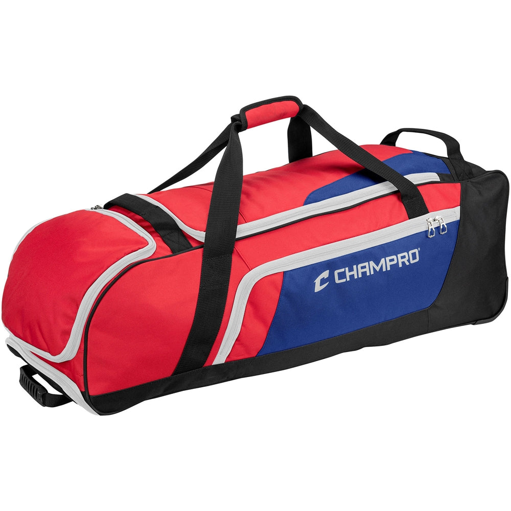 Champro Boss Wheeled Catcher's Bag - Scarlet White Royal