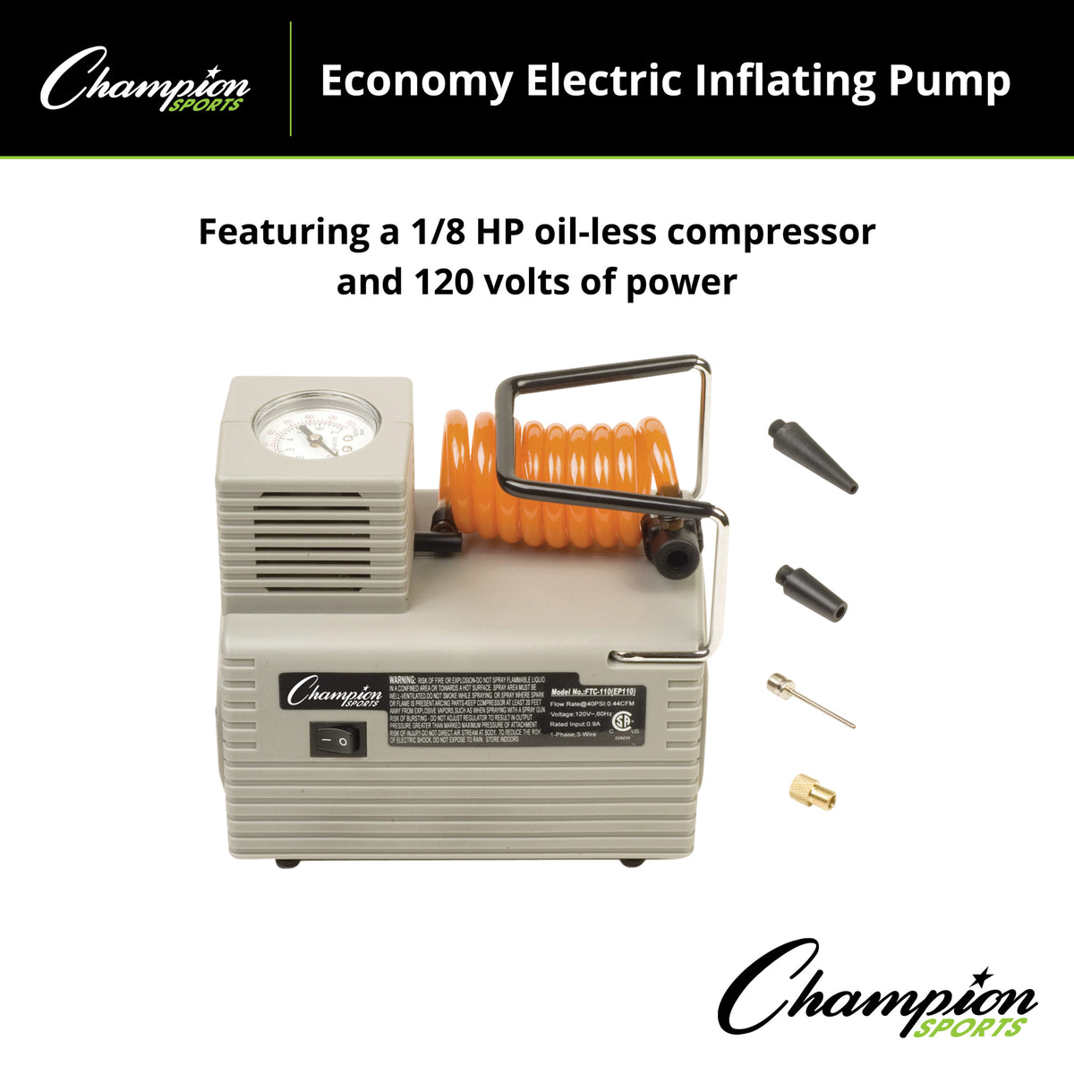 Champion Sports Economy Electric Inflating Pump