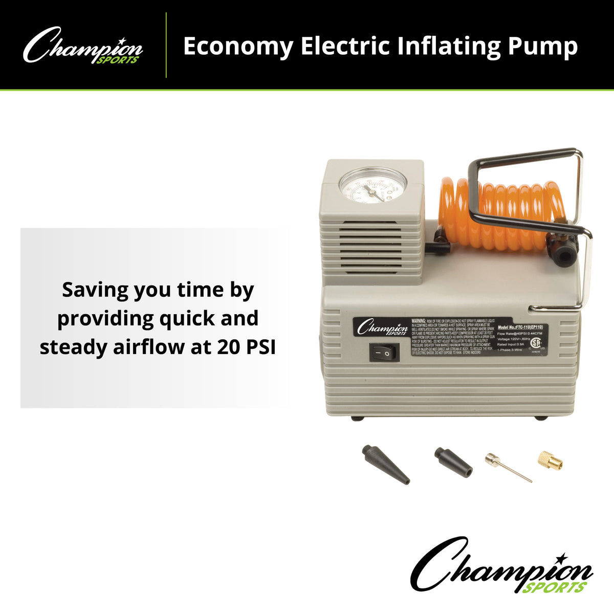 Champion Sports Economy Electric Inflating Pump