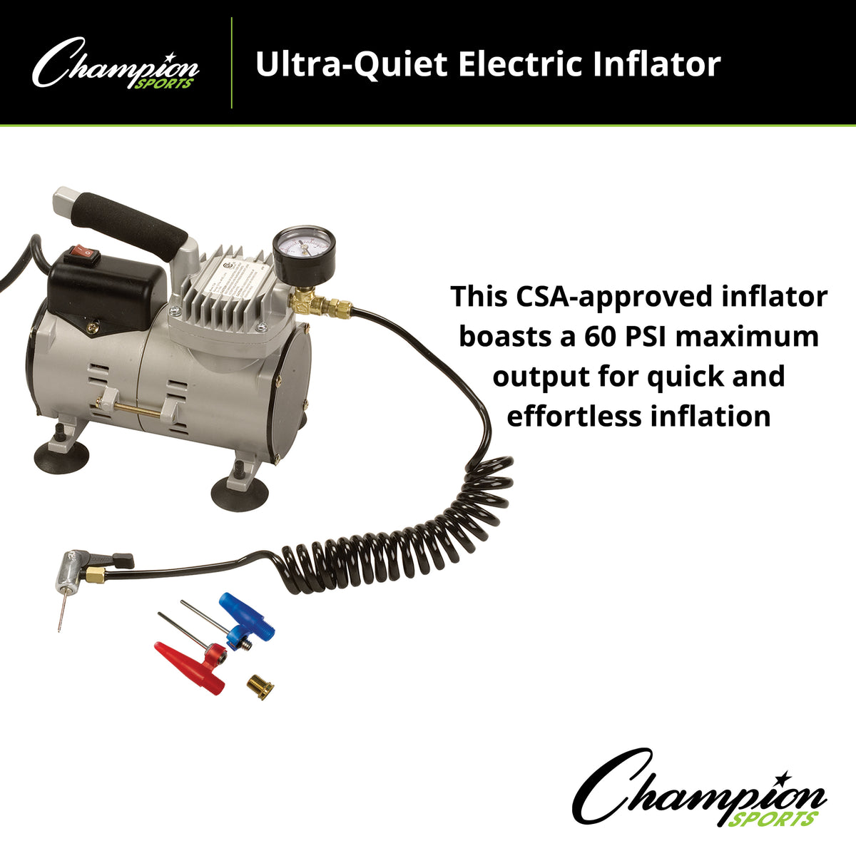 Champion Sports Ultra-Quiet Electric Inflator