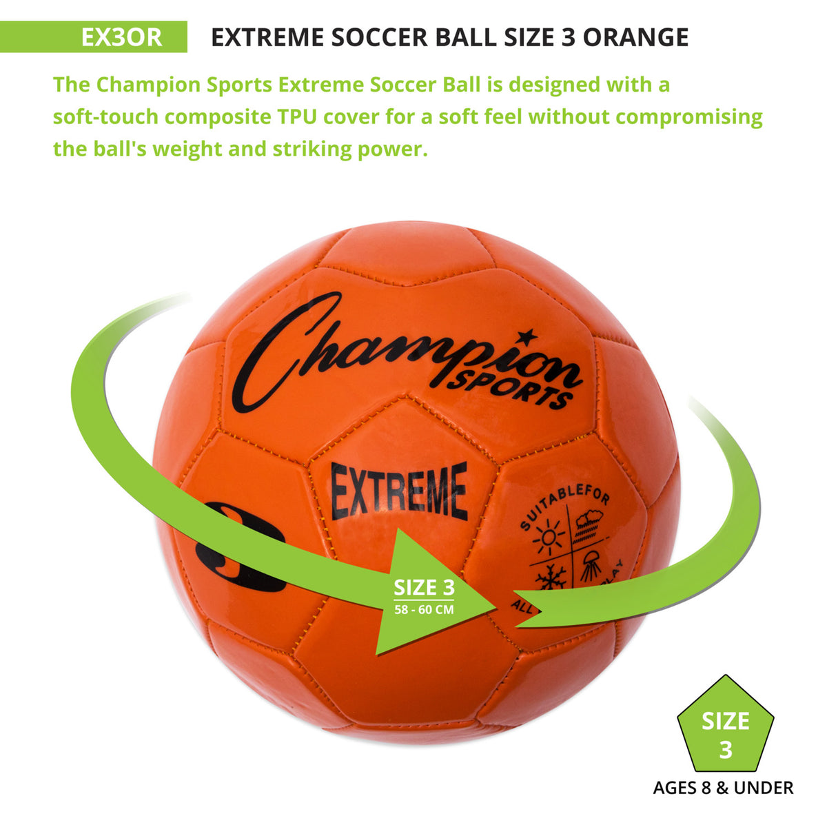Champion Sports Extreme Soccer Ball, Size 3