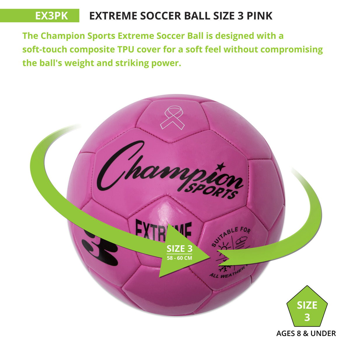 Champion Sports Extreme Soccer Ball, Size 3