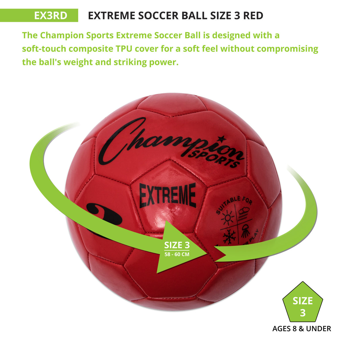 Champion Sports Extreme Soccer Ball, Size 3
