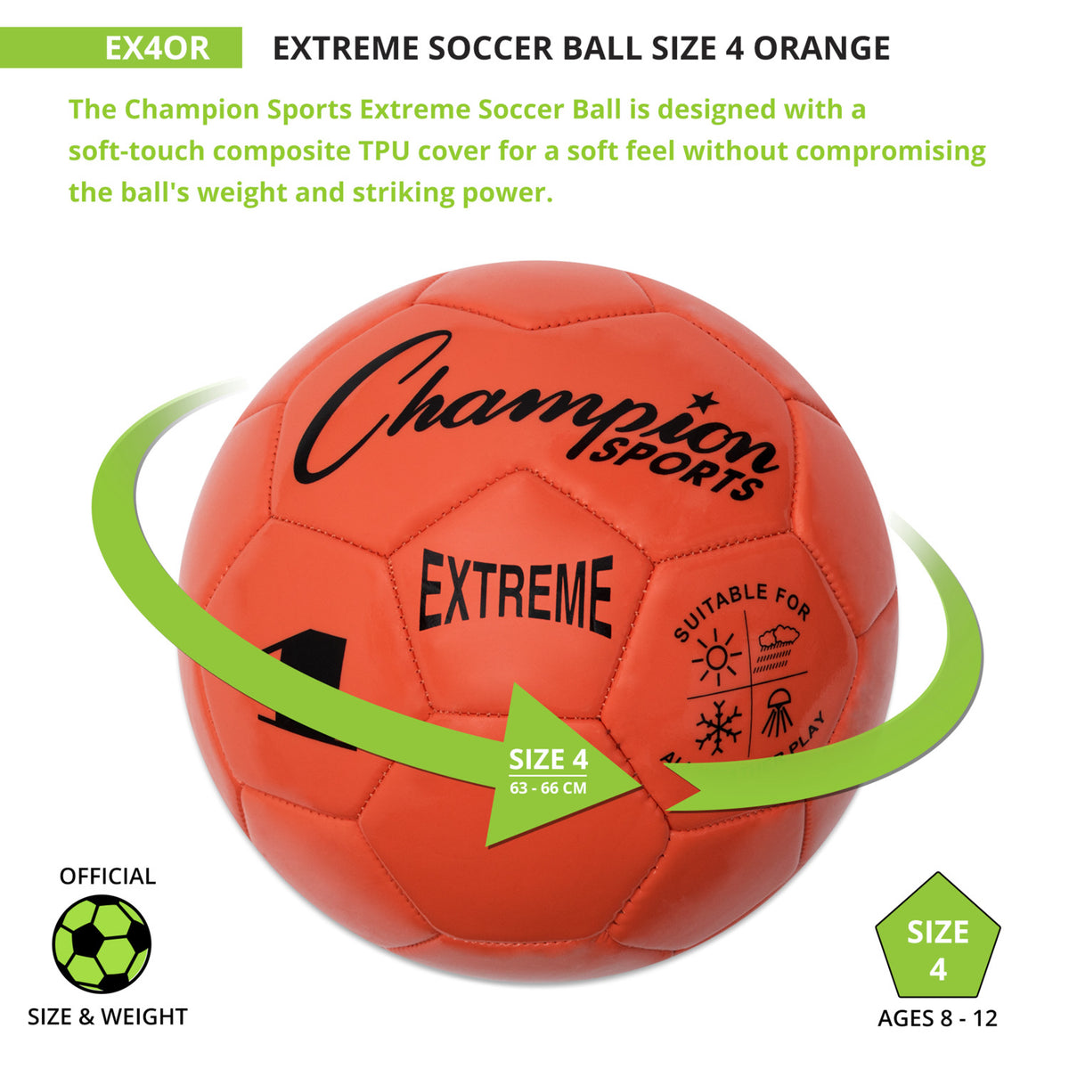 Champion Sports Extreme Soccer Ball, Size 4