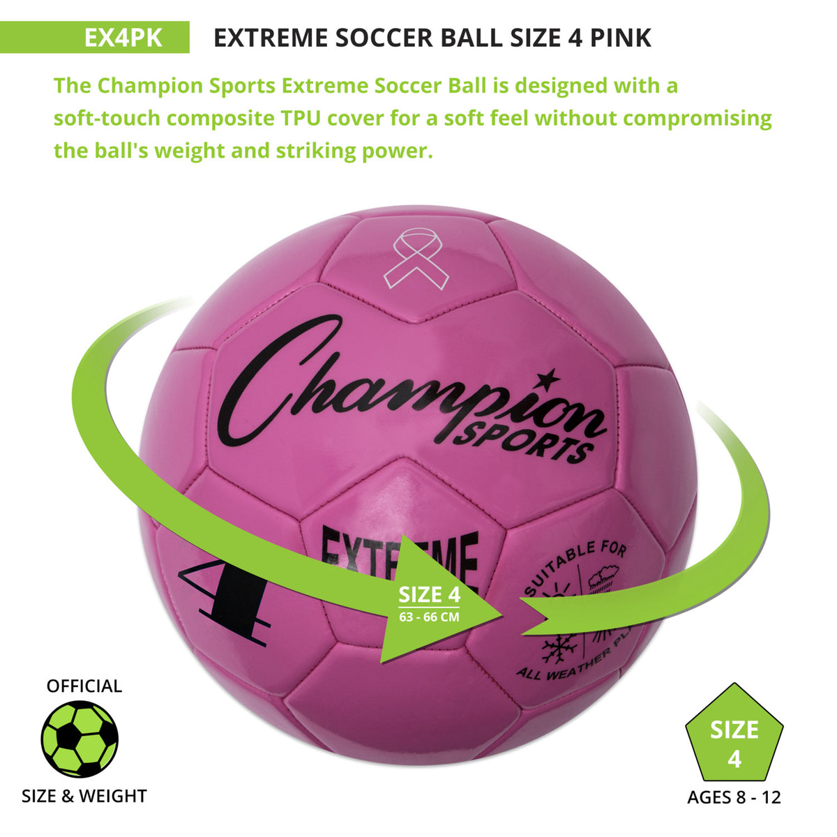 Champion Sports Extreme Soccer Ball, Size 4