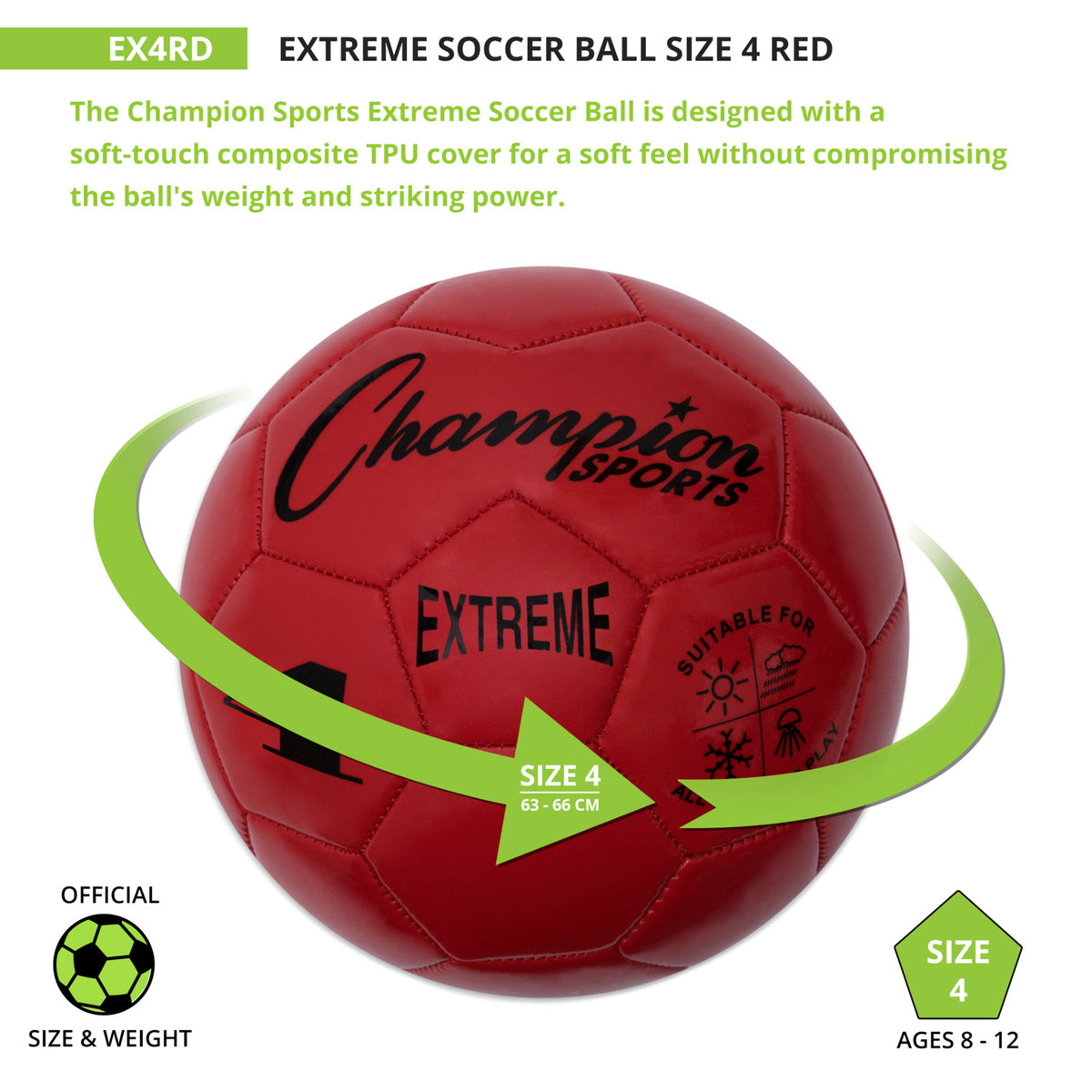 Champion Sports Extreme Soccer Ball, Size 4
