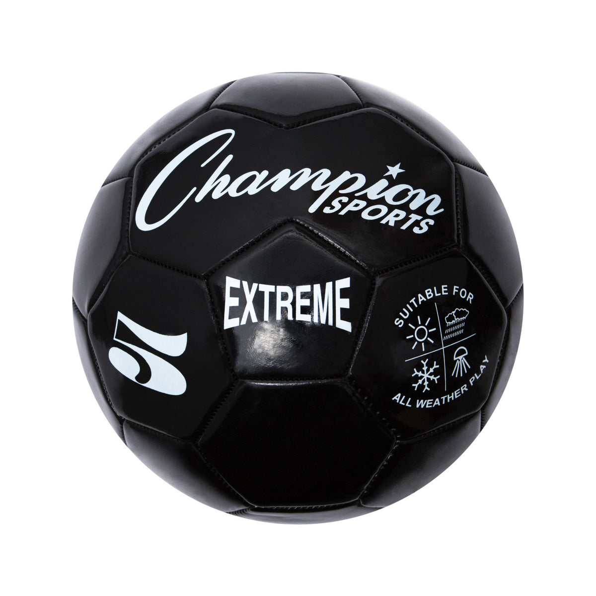 Champion Sports Extreme Soccer Ball, Size 5 - Black