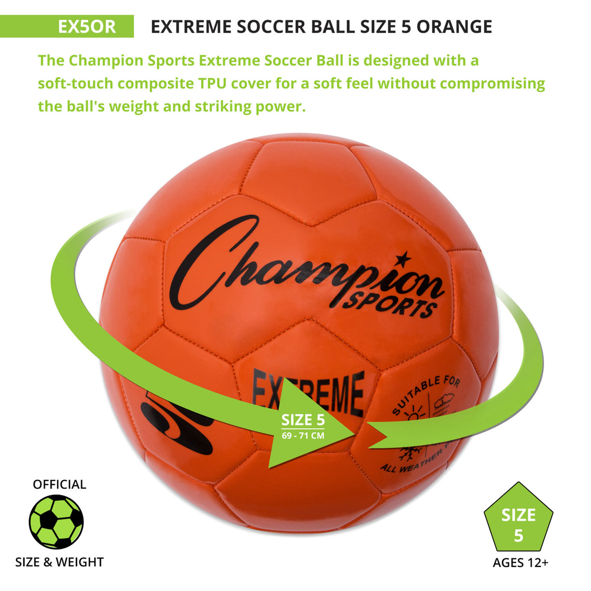 Champion Sports Extreme Soccer Ball, Size 5