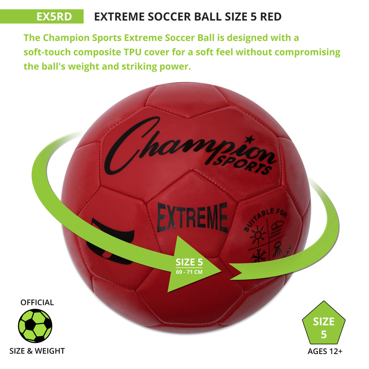 Champion Sports Extreme Soccer Ball, Size 5