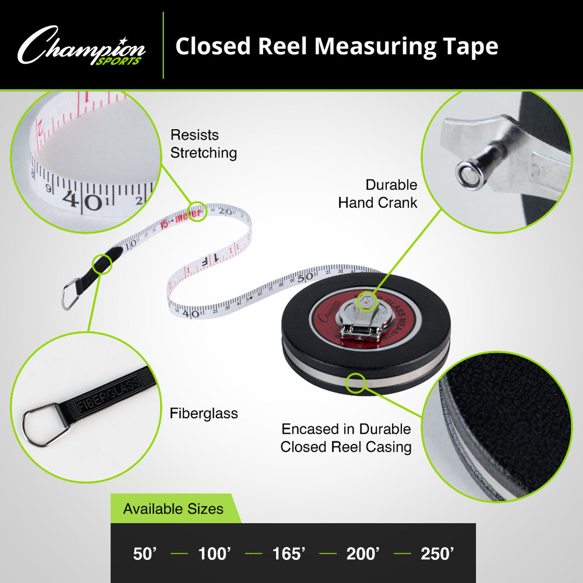 Champion Sports Closed Reel Measuring Tape