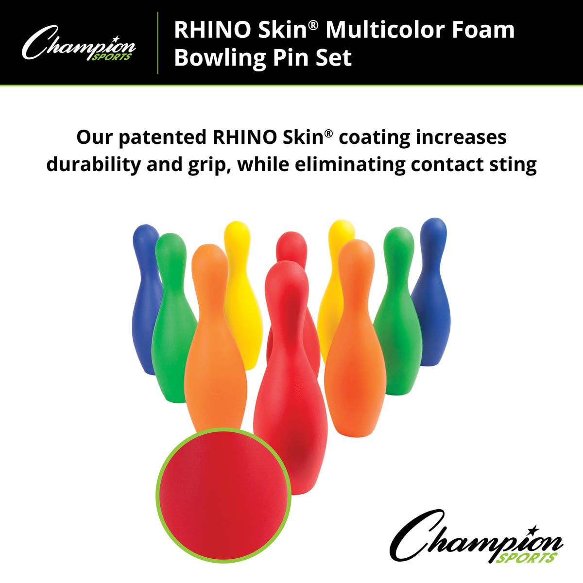Champion Sports Rhino Skin Foam Bowling Pin Set
