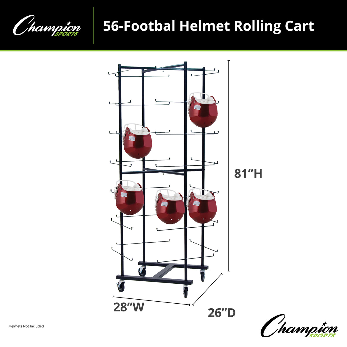 Champion Sports 56-Helmet Football Rolling Cart