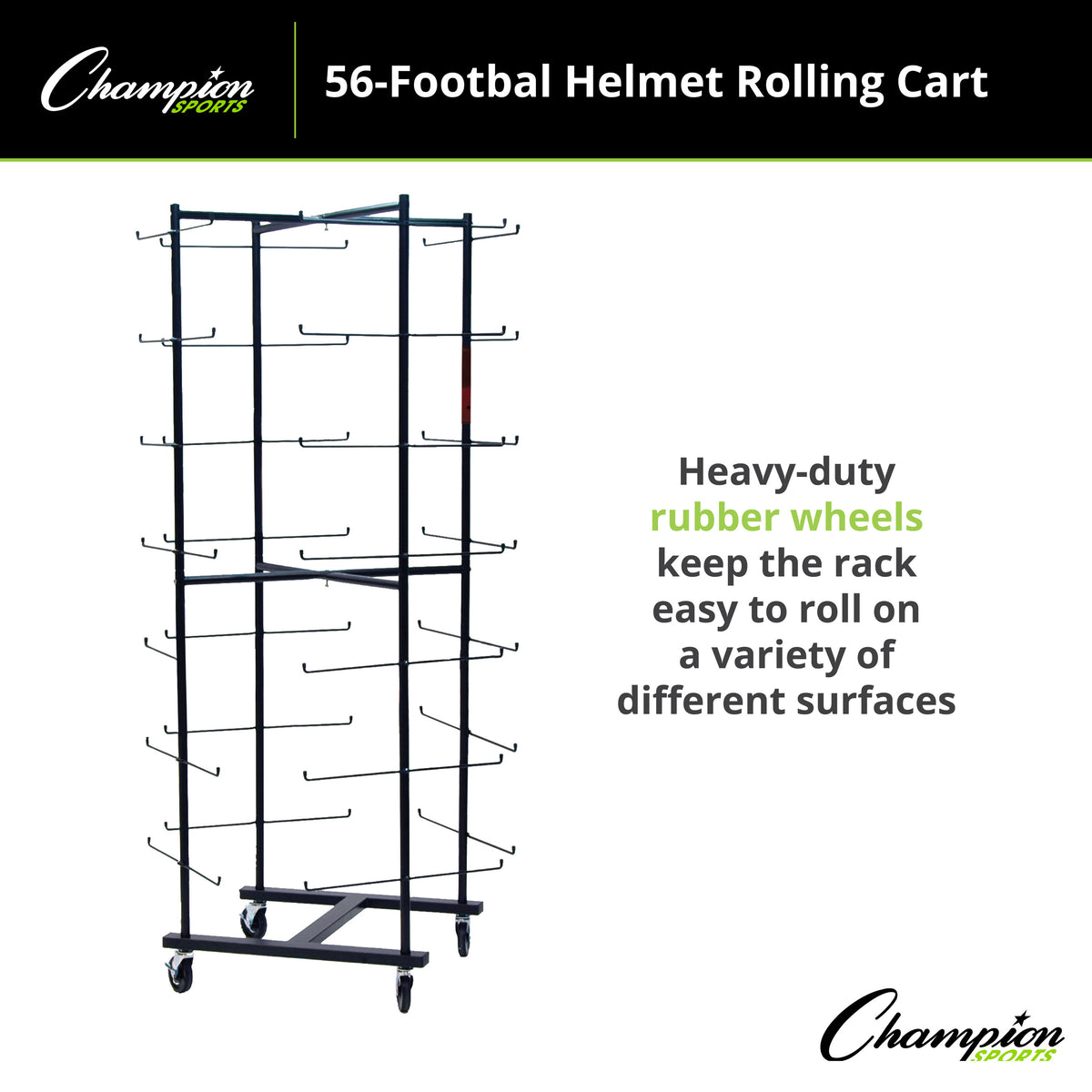 Champion Sports 56-Helmet Football Rolling Cart