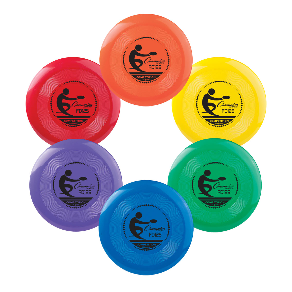Champion Sports Competition Plastic Disc - 125 g / Set of 6 (One of Each Color)