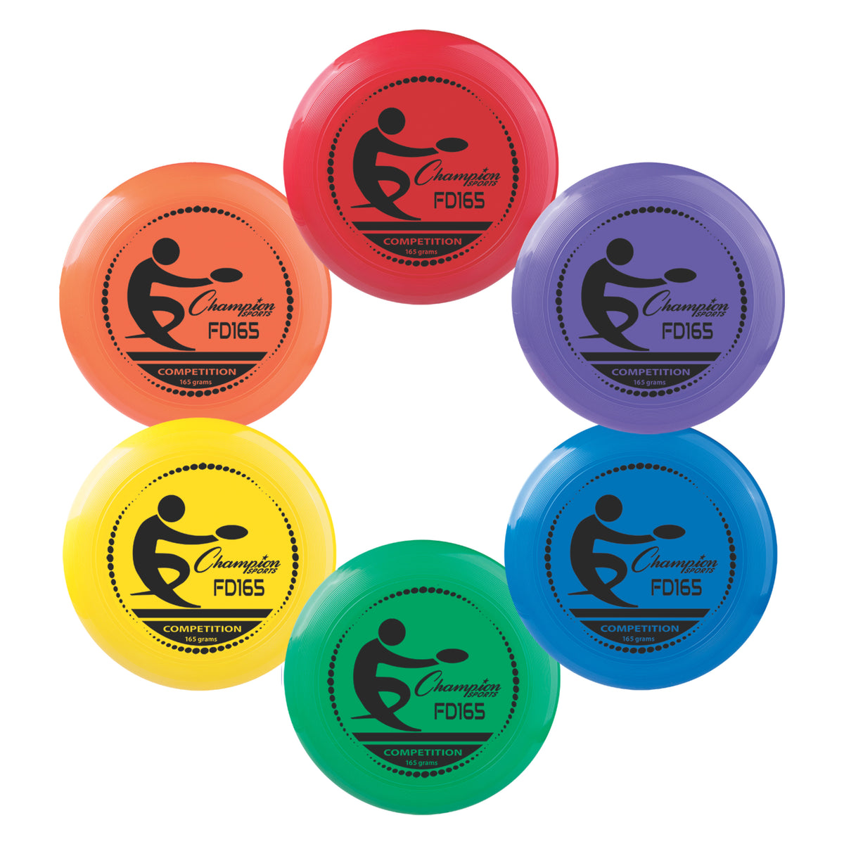Champion Sports Competition Plastic Disc - 165 g / Set of 6 (One of Each Color)