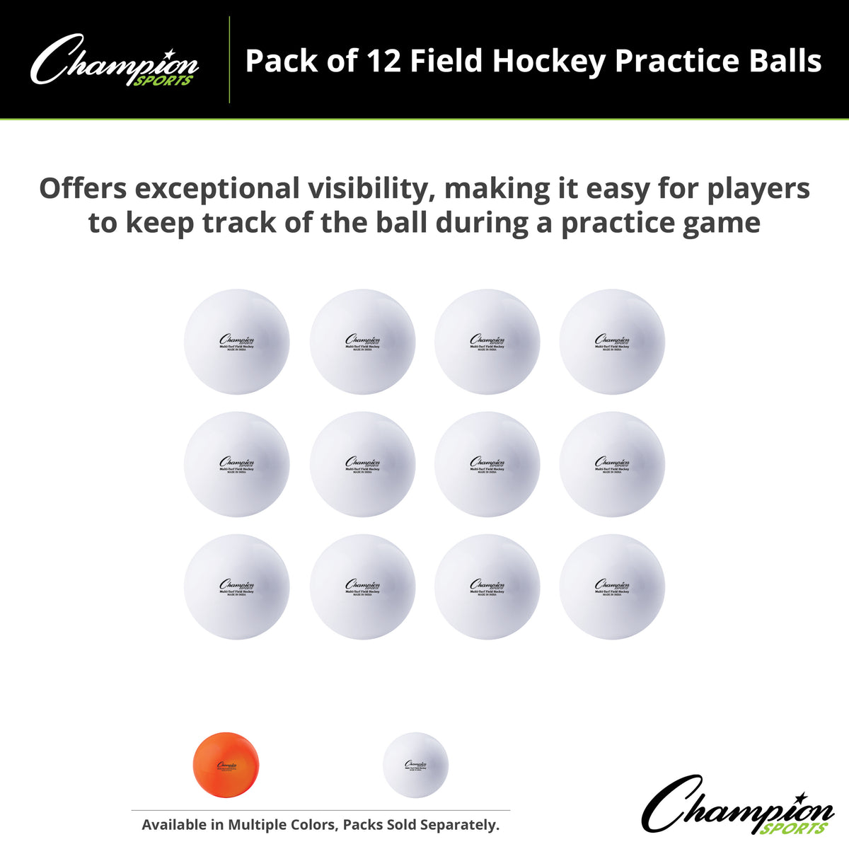 Champion Sports Field Hockey Practice Balls - Dozen