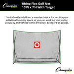 Champion Sports Rhino Flex Golf Net 10' x 7' with Target