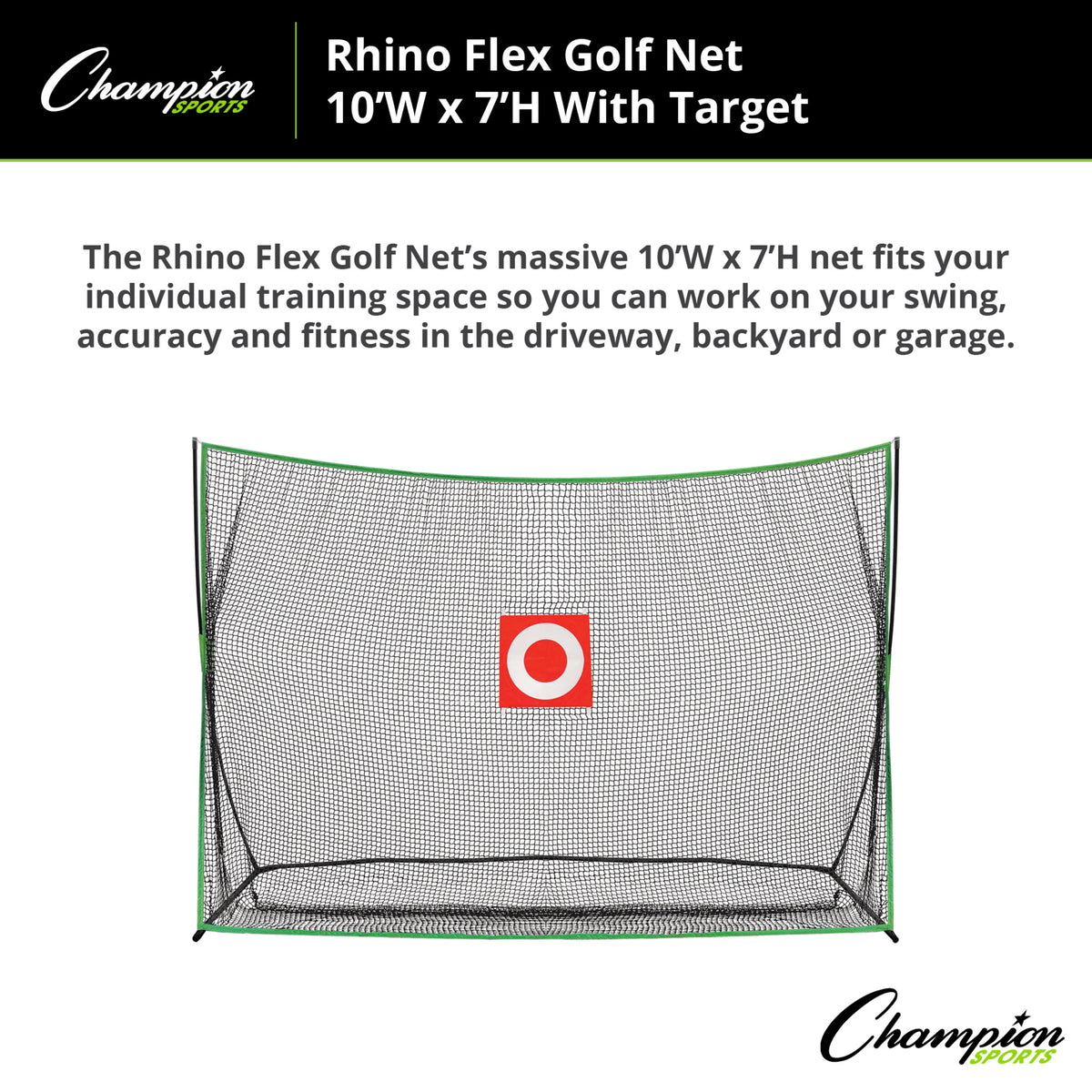Champion Sports Rhino Flex Golf Net 10' x 7' with Target