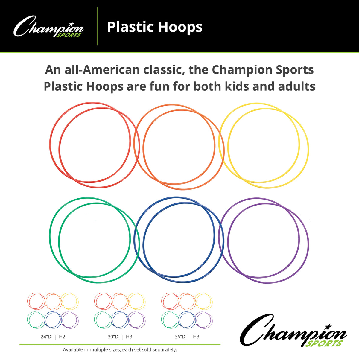Champion Sports Plastic Hoops - Dozen