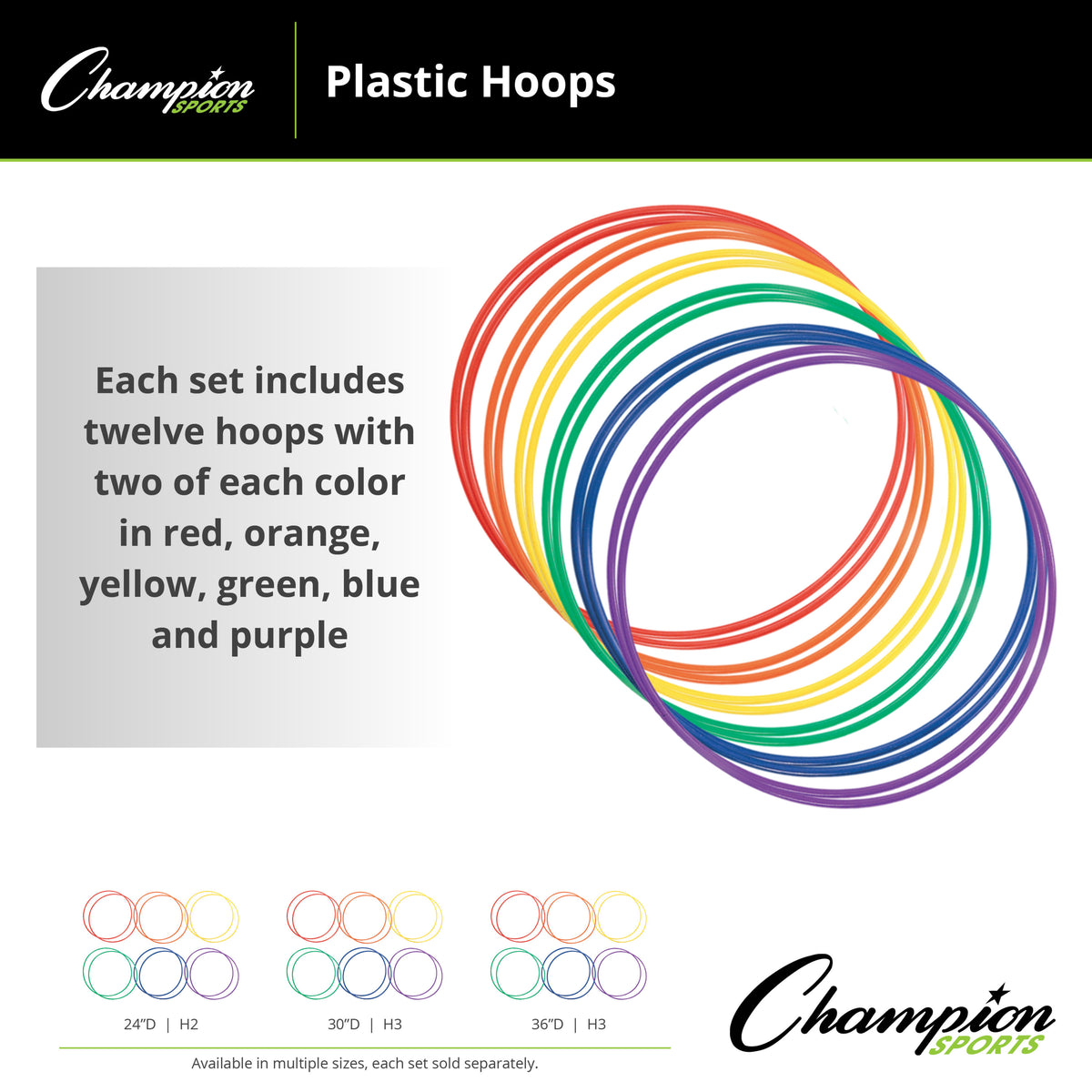 Champion Sports Plastic Hoops - Dozen