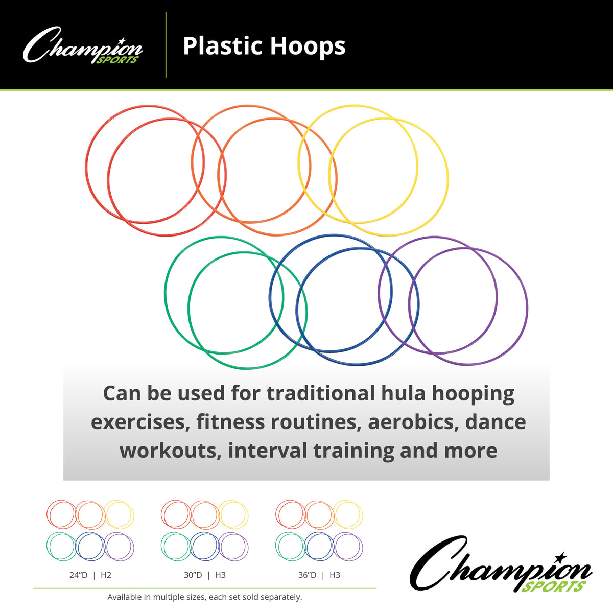 Champion Sports Plastic Hoops - Dozen
