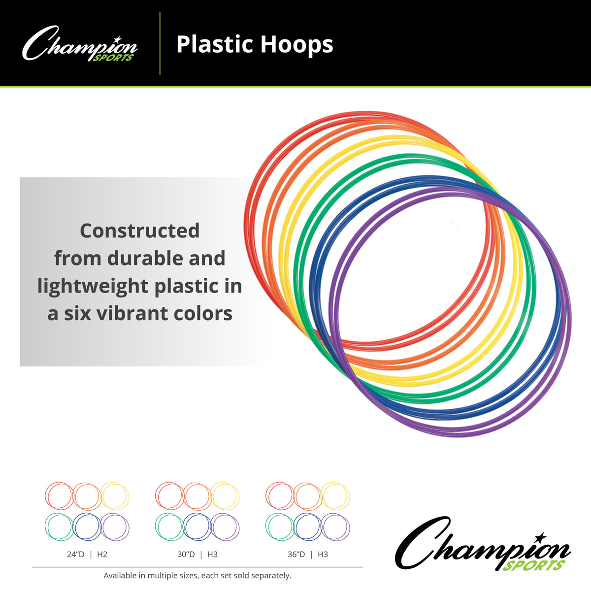 Champion Sports Plastic Hoops - Dozen