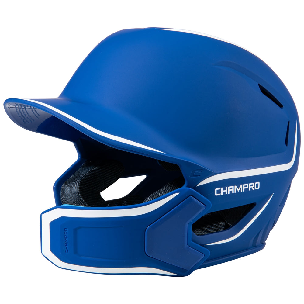 Champro HXE Two-Tone Matte Batting Helmet w/Jaw Guard - Royal