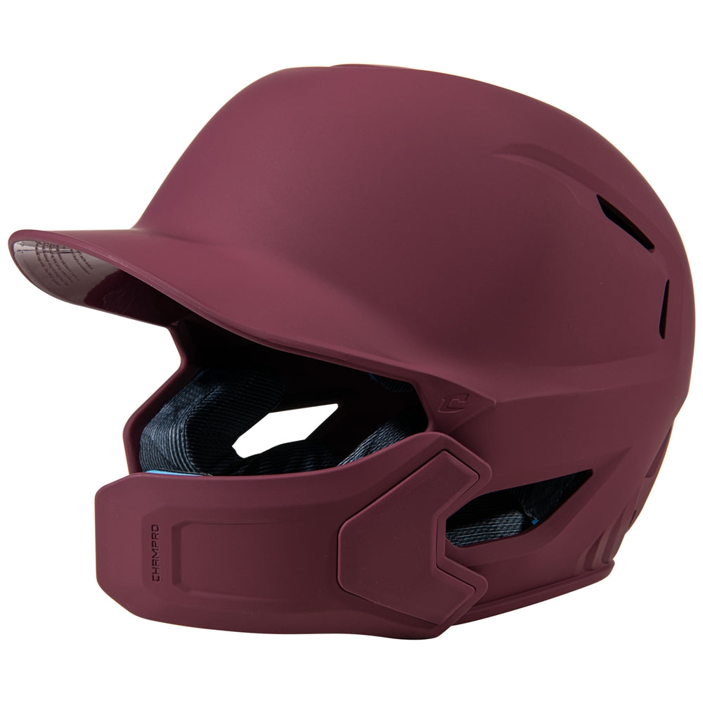 Champro HXE Matte Batting Helmet w/Jaw Guard - Maroon