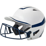 Champro HX Rise Pro Batting Helmet w/Facemask - White Navy