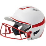 Champro HX Rise Pro Batting Helmet w/Facemask - White Scarlet