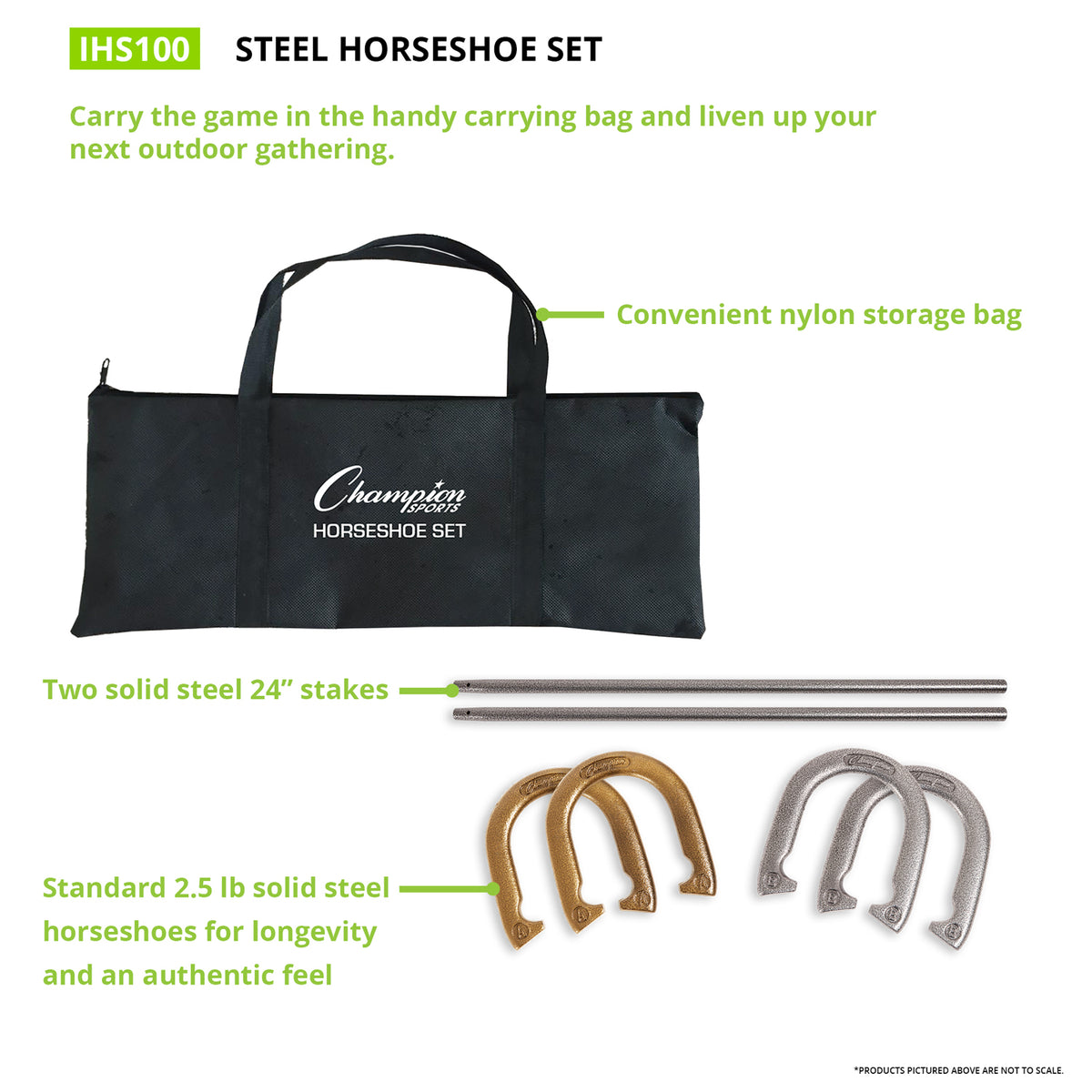Champion Sports Deluxe Steel Horseshoe Set