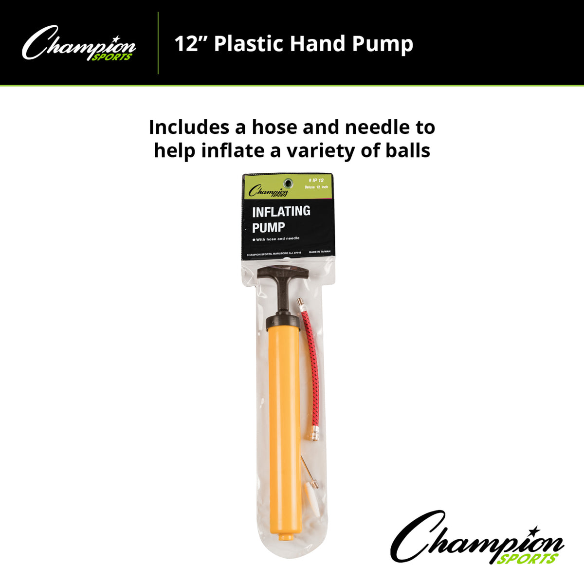 Champion Sports 12" Plastic Hand Pump