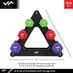 Champion Sports JFIT Dumbbell Set with Storage Rack