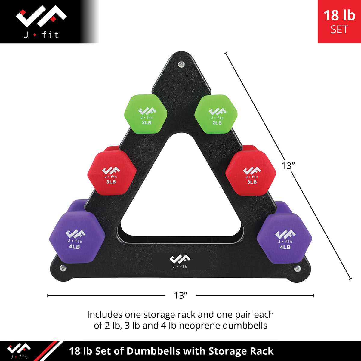 Champion Sports JFIT Dumbbell Set with Storage Rack
