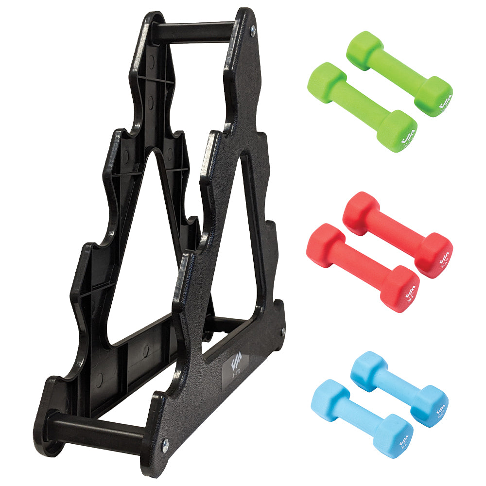 Champion Sports JFIT Dumbbell Set with Storage Rack